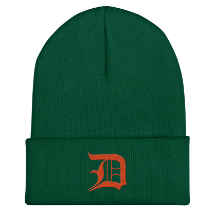 Detroit 'Old English D' Cuffed Beanie (Maple Leaf Orange)