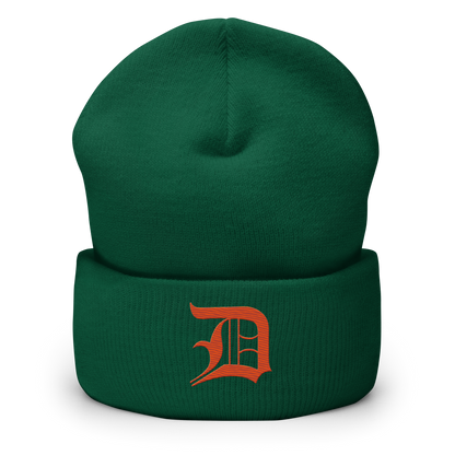 Detroit 'Old English D' Cuffed Beanie (Maple Leaf Orange)