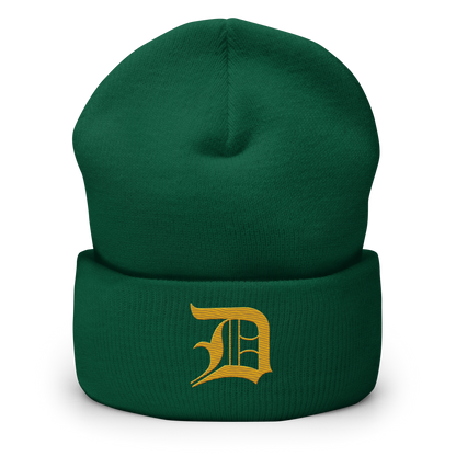 Detroit 'Old English D' Cuffed Beanie (Gold)