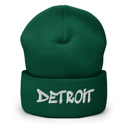 'Detroit' Cuffed Beanie (Tag Font)