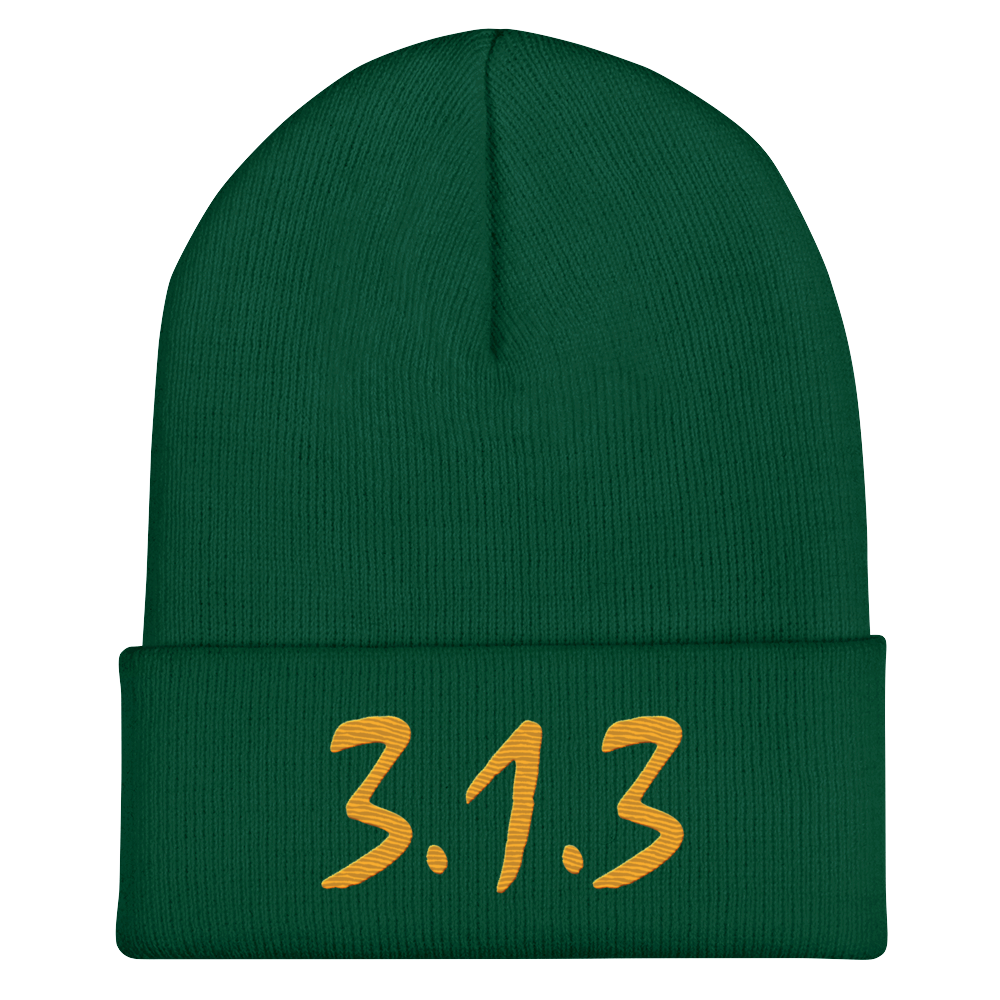 Detroit '313' Cuffed Beanie (Compton Font) | Gold