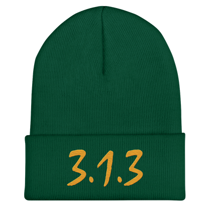 Detroit '313' Cuffed Beanie (Compton Font) | Gold