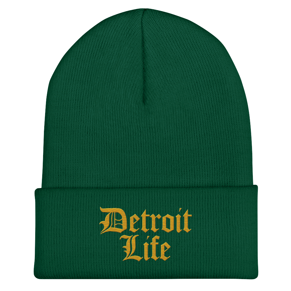 'Detroit Life' Cuffed Beanie | Gold