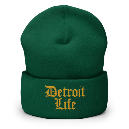 'Detroit Life' Cuffed Beanie | Gold