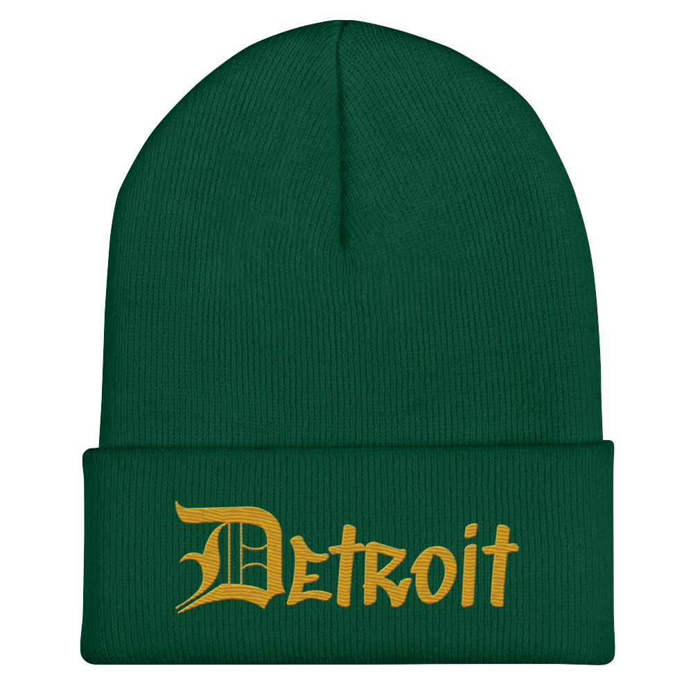 'Detroit' Cuffed Beanie (OED Tag Font) | Gold