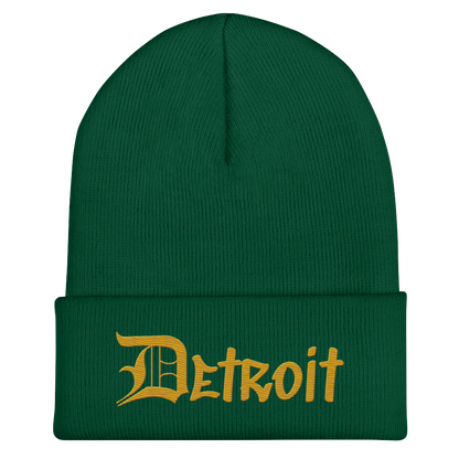 'Detroit' Cuffed Beanie (OED Tag Font) | Gold