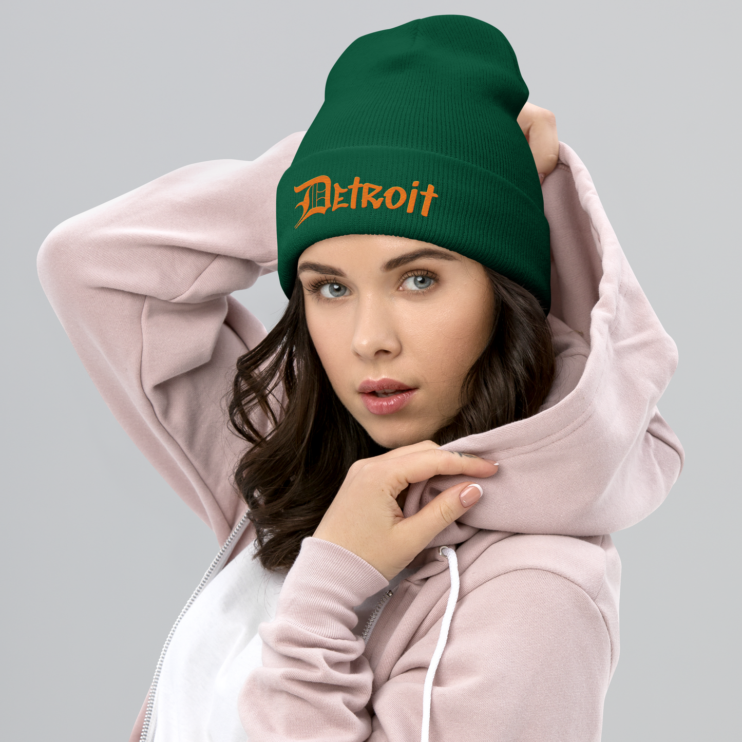 'Detroit' Cuffed Beanie (OED Tag Font) | Orange