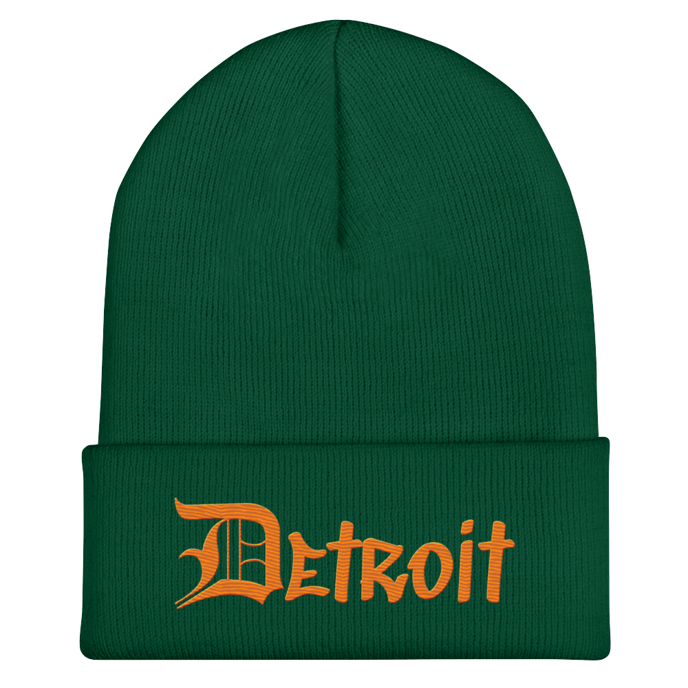 'Detroit' Cuffed Beanie (OED Tag Font) | Orange