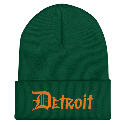 'Detroit' Cuffed Beanie (OED Tag Font) | Orange