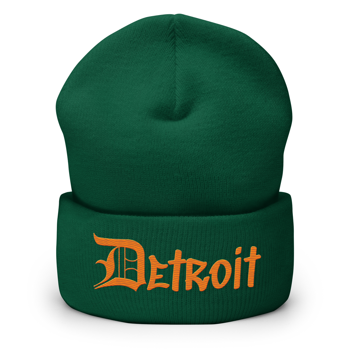 'Detroit' Cuffed Beanie (OED Tag Font) | Orange