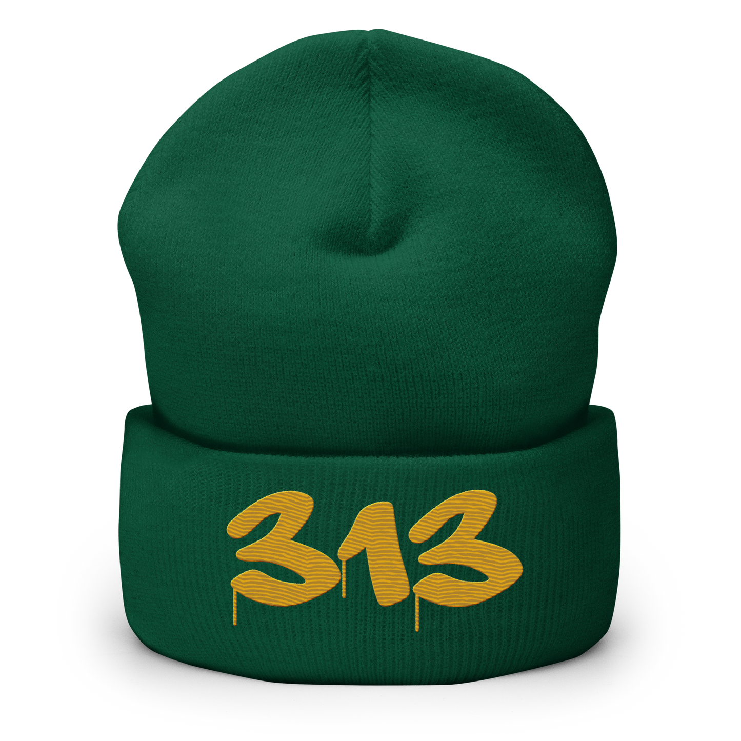 Detroit '313' Cuffed Beanie (Tag Font) | Gold