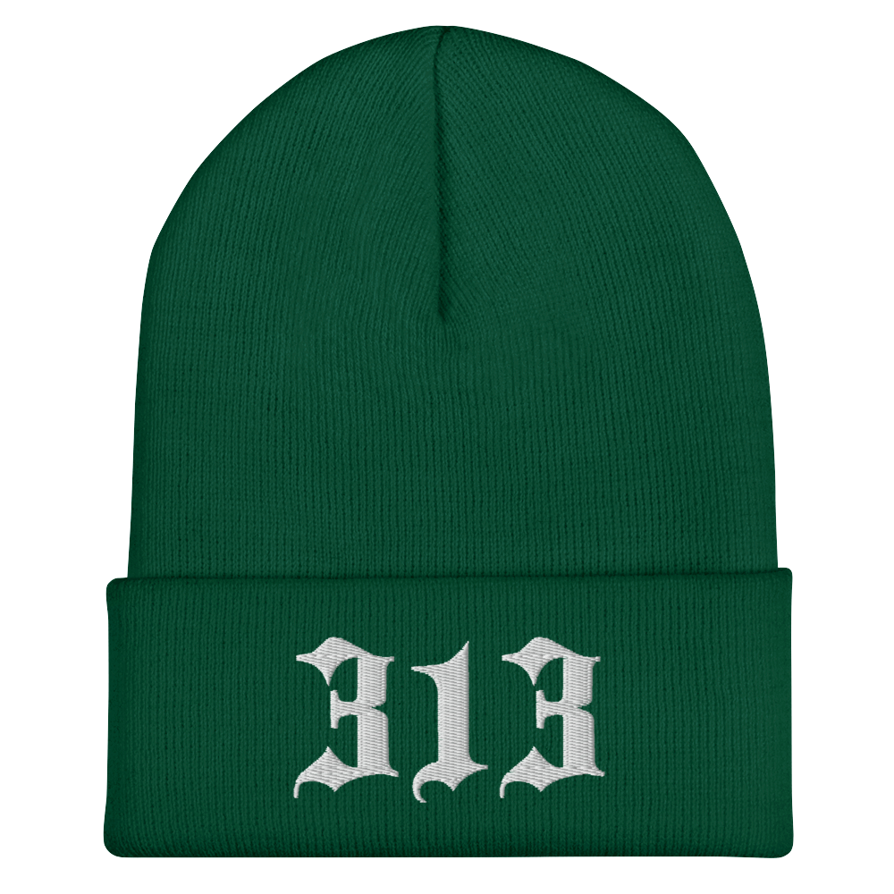 Detroit '313' Cuffed Beanie (Old English Font)