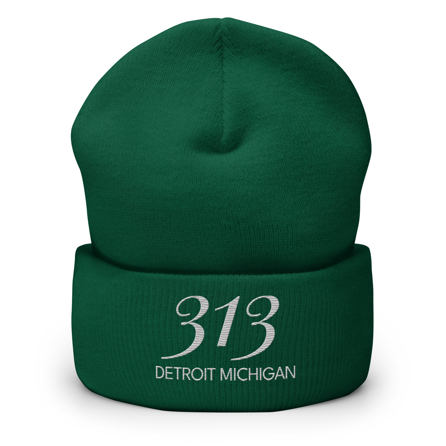 '313 Detroit Michigan' Cuffed Beanie | Platinum