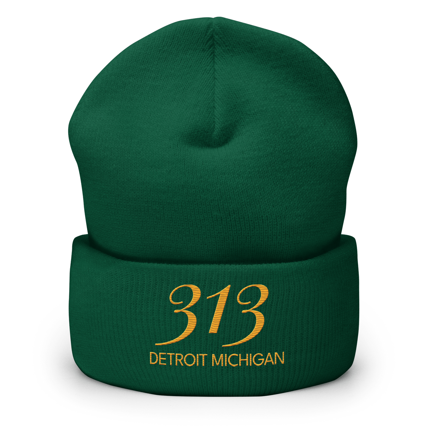 '313 Detroit Michigan' Cuffed Beanie | Gold