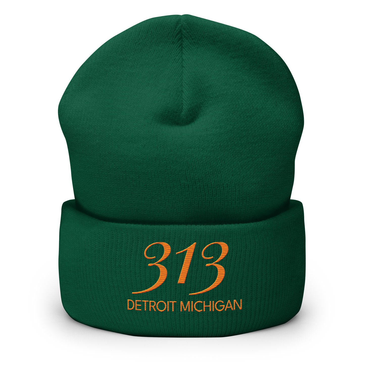 '313 Detroit Michigan' Cuffed Beanie | Orange