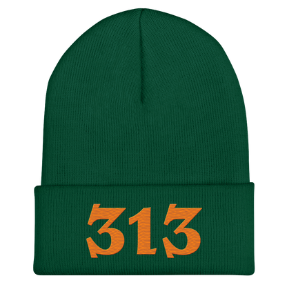 Detroit '313' Cuffed Beanie (Angry Font) | Orange