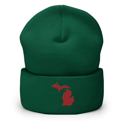 Michigan Cuffed Beanie | Thimbleberry Red Outline