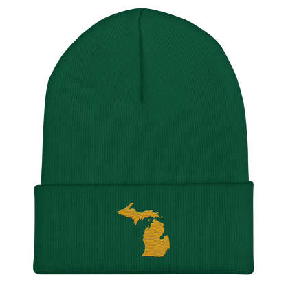 Michigan Cuffed Beanie | Gold Outline