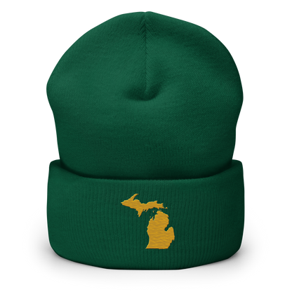 Michigan Cuffed Beanie | Gold Outline