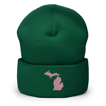 Michigan Cuffed Beanie | Cherry Blossom Pink Outline