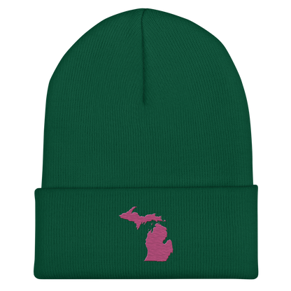 Michigan Cuffed Beanie | Apple Blossom Pink Outline