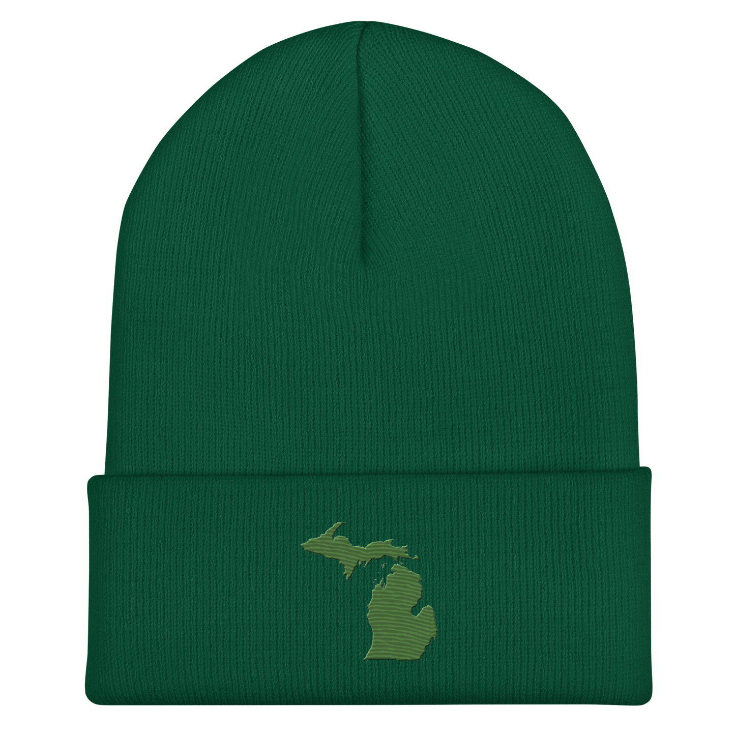 Michigan Cuffed Beanie | Pine Green Outline