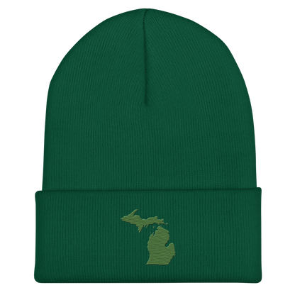 Michigan Cuffed Beanie | Pine Green Outline