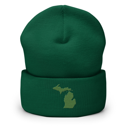 Michigan Cuffed Beanie | Pine Green Outline