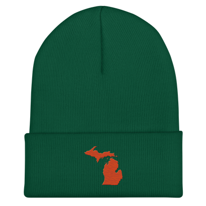 Michigan Cuffed Beanie | Maple Leaf Orange Outline