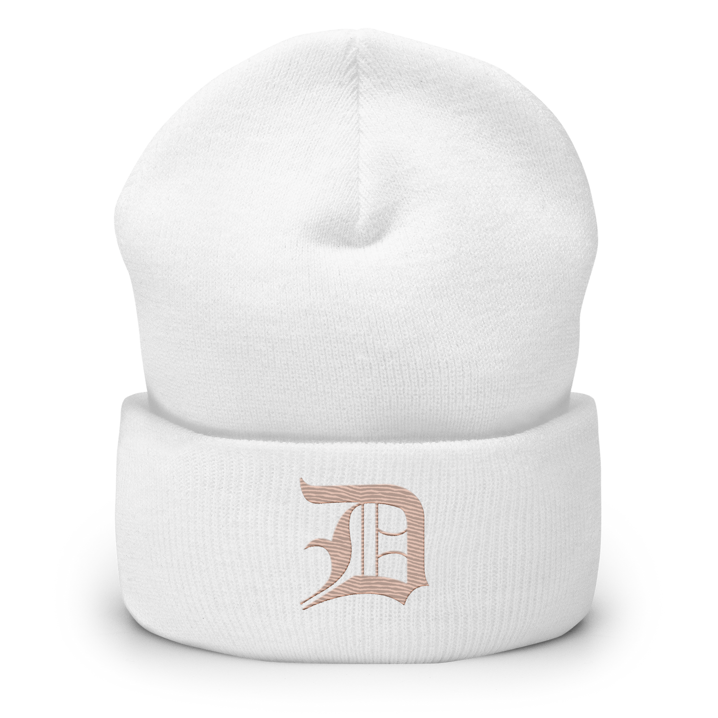 Detroit 'Old English D' Cuffed Beanie (Rose Gold)