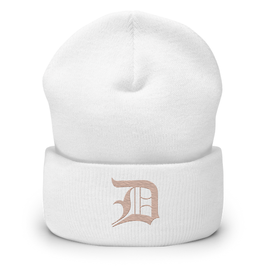 Detroit 'Old English D' Cuffed Beanie (Rose Gold)