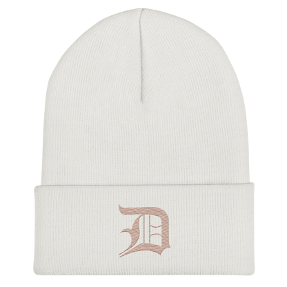 Detroit 'Old English D' Cuffed Beanie (Rose Gold)