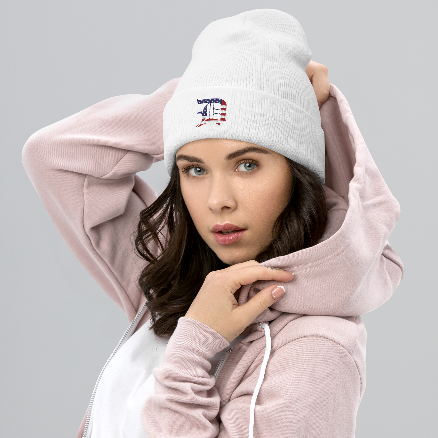 Detroit 'Old English D' Cuffed Beanie (Patriotic Edition)