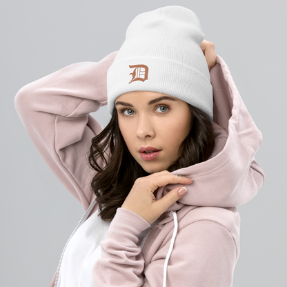 Detroit 'Old English D' Cuffed Beanie (Copper)