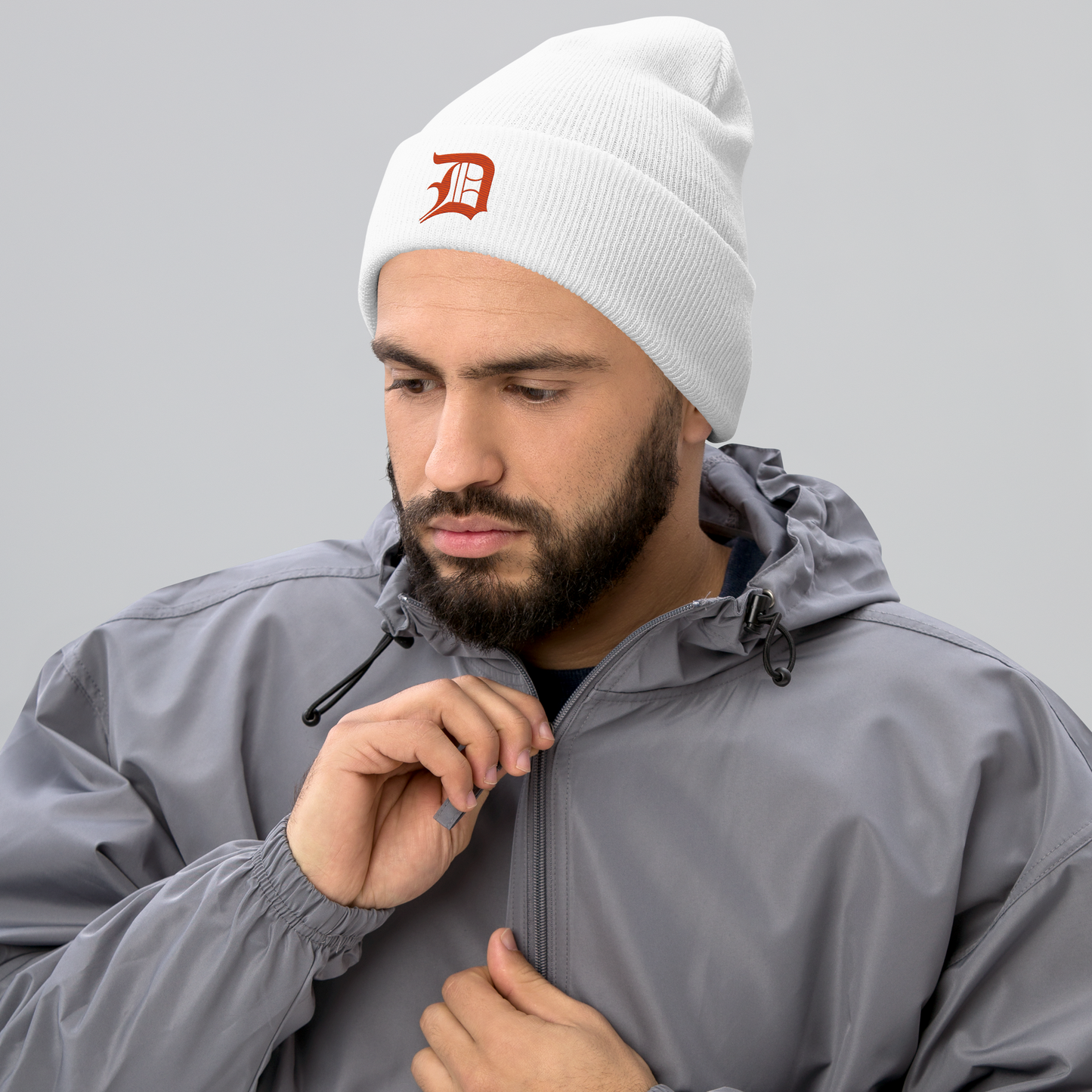 Detroit 'Old English D' Cuffed Beanie (Maple Leaf Orange)