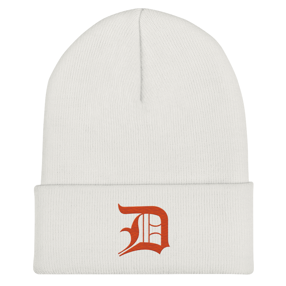 Detroit 'Old English D' Cuffed Beanie (Maple Leaf Orange)