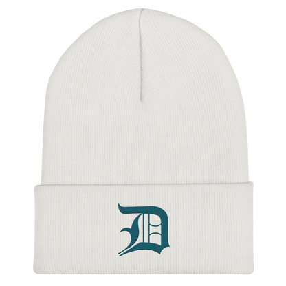 Detroit 'Old English D' Cuffed Beanie (Auburn HIlls Teal)