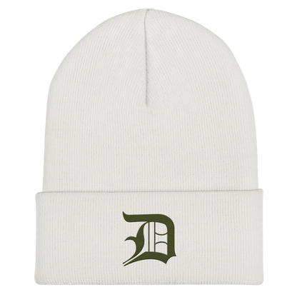 Detroit 'Old English D' Cuffed Beanie (Army Green)