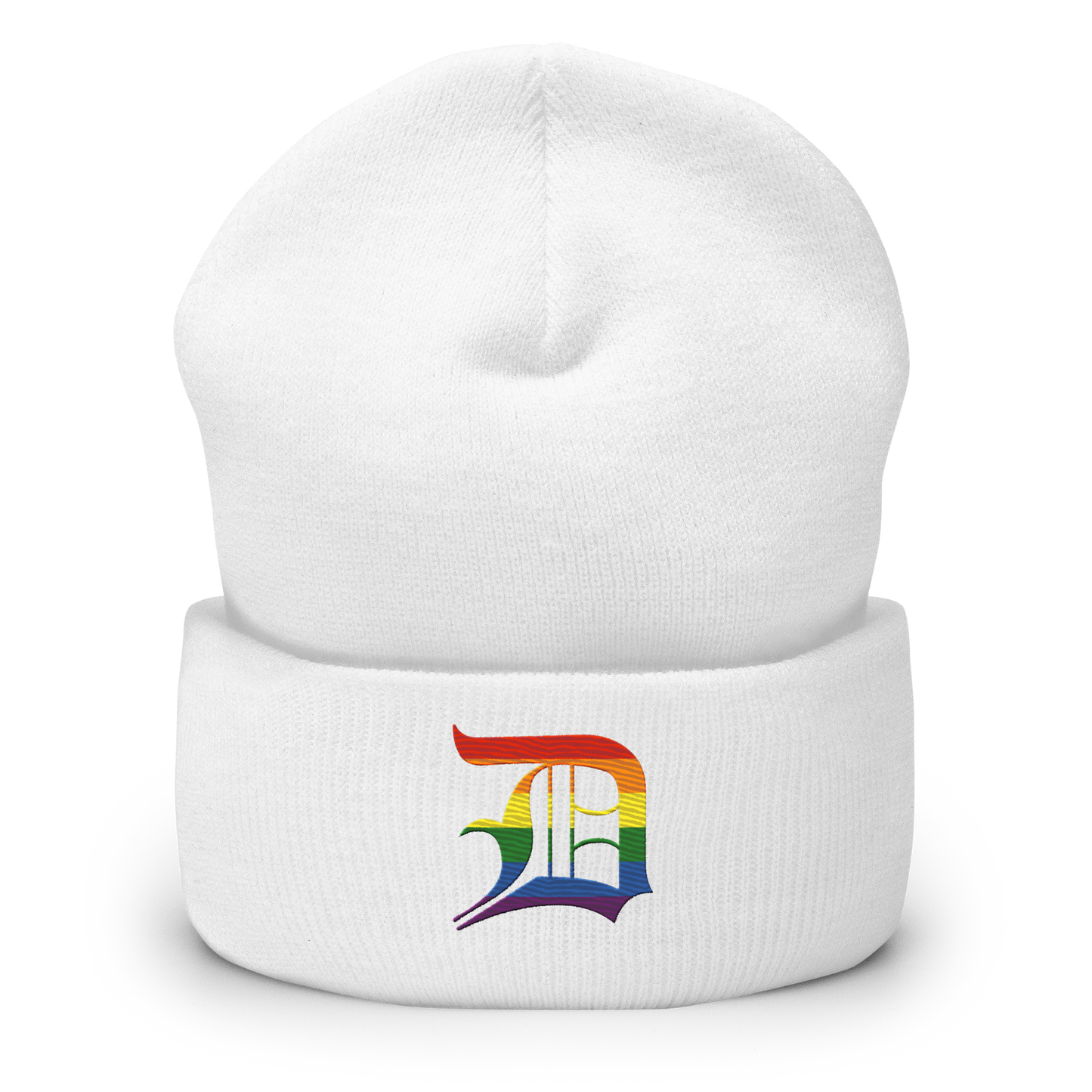 Detroit 'Old English D' Cuffed Beanie (Rainbow Pride Edition)