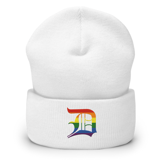 Detroit 'Old English D' Cuffed Beanie (Rainbow Pride Edition)