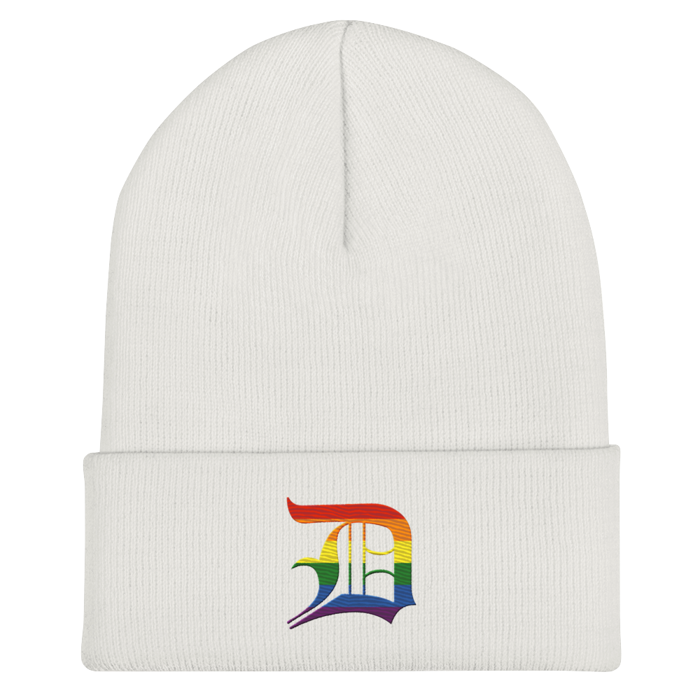 Detroit 'Old English D' Cuffed Beanie (Rainbow Pride Edition)