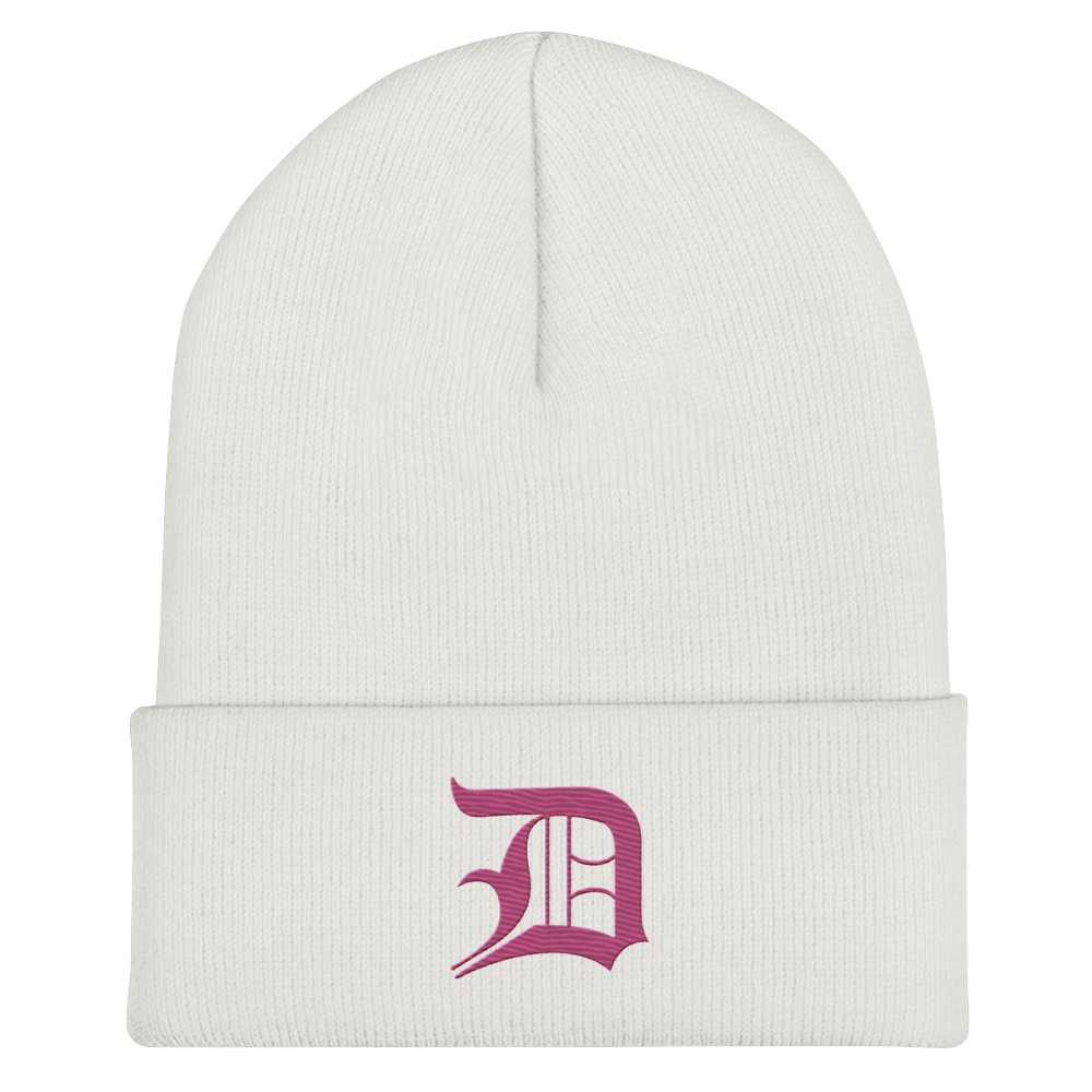 Detroit 'Old English D' Cuffed Beanie (Apple Blossom Pink)