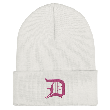 Detroit 'Old English D' Cuffed Beanie (Apple Blossom Pink)