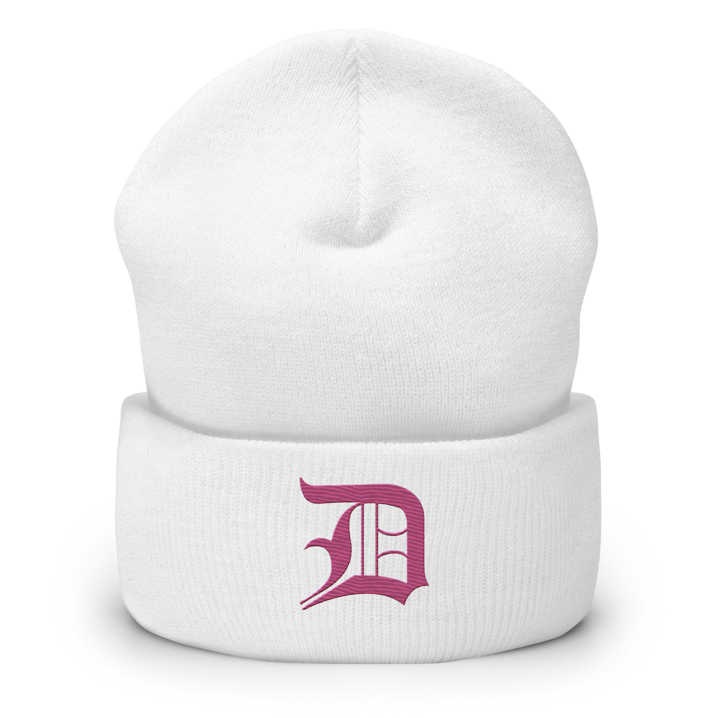 Detroit 'Old English D' Cuffed Beanie (Apple Blossom Pink)