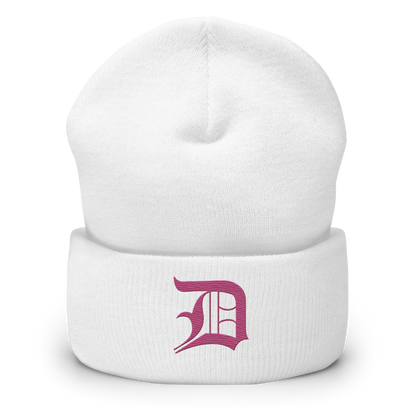 Detroit 'Old English D' Cuffed Beanie (Apple Blossom Pink)