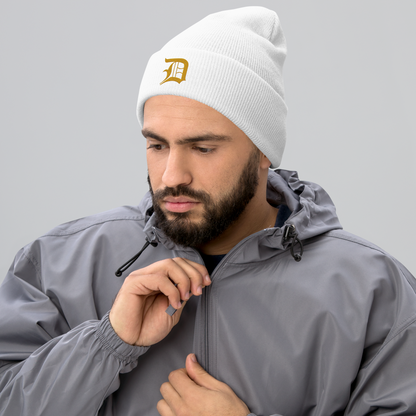 Detroit 'Old English D' Cuffed Beanie (Gold)