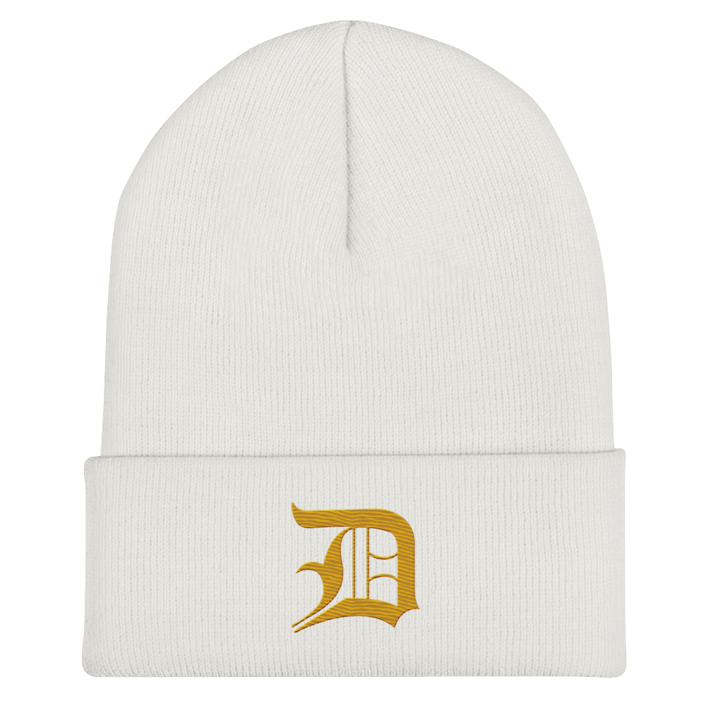 Detroit 'Old English D' Cuffed Beanie (Gold)