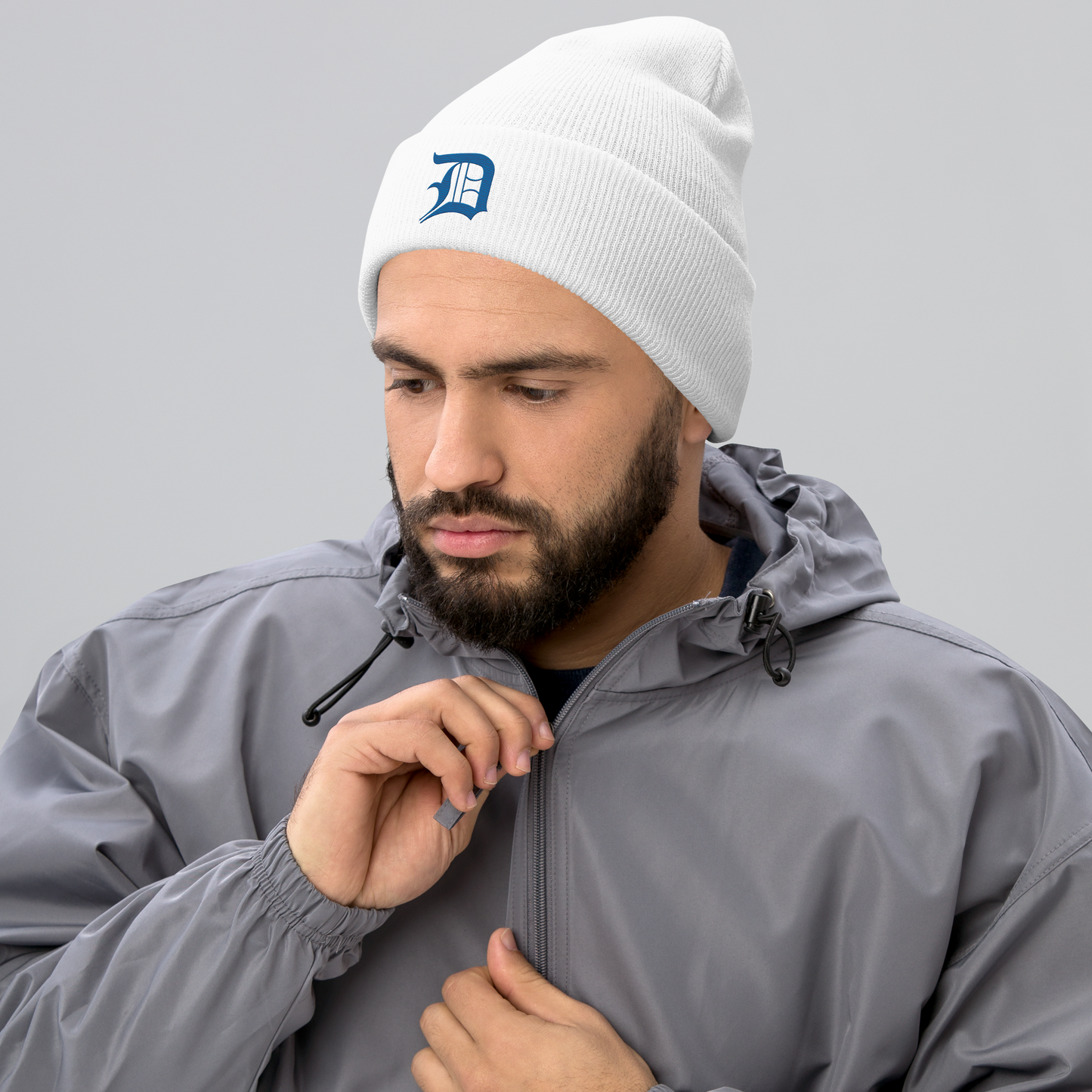 Detroit 'Old English D' Cuffed Beanie (Azure)