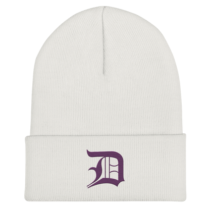 Detroit 'Old English D' Cuffed Beanie (Plum)