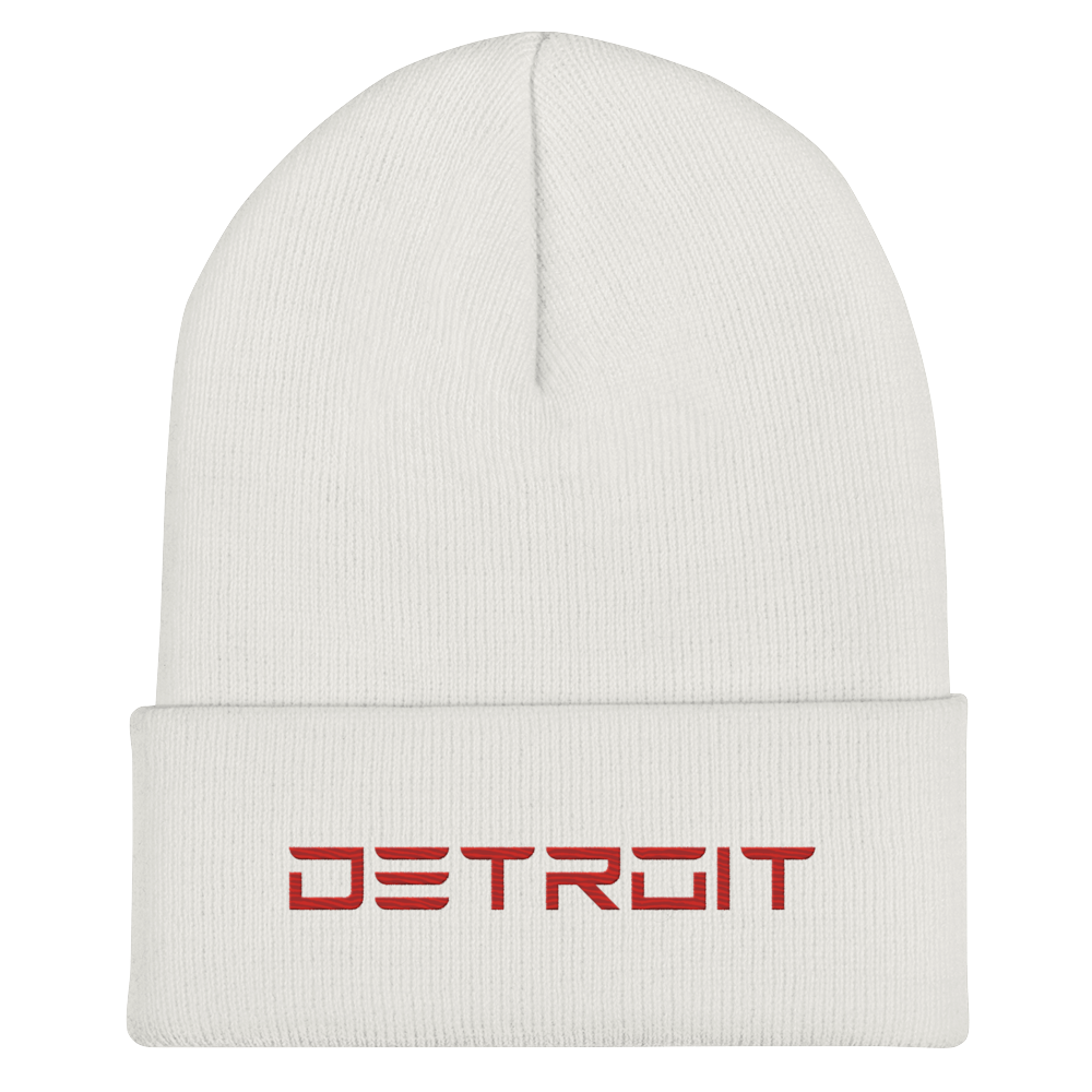 'Detroit' Cuffed Beanie (Electric Font) | Red